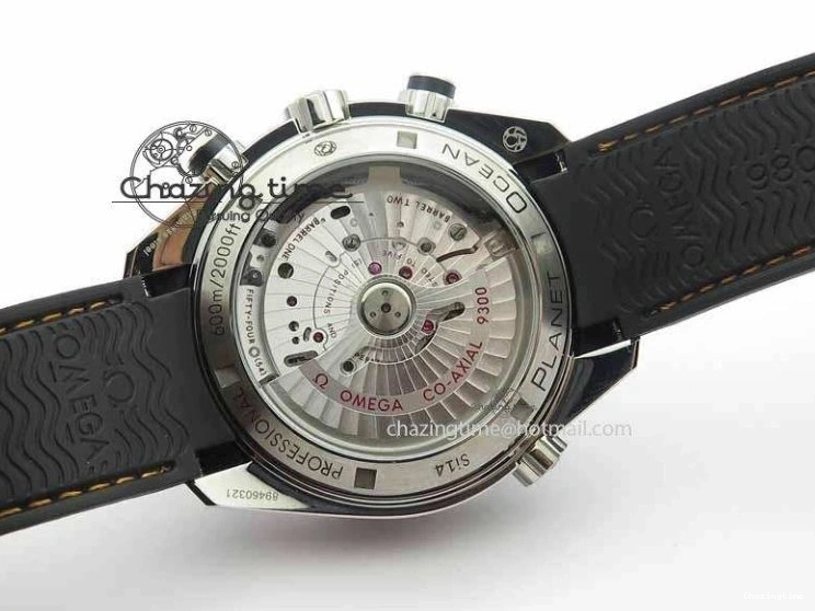 0429 Planet Ocean Master Chrono 45mm SS OM 1:1 Best Edition Black Dial Orange 12 On Rubber Strap A Durable 8169